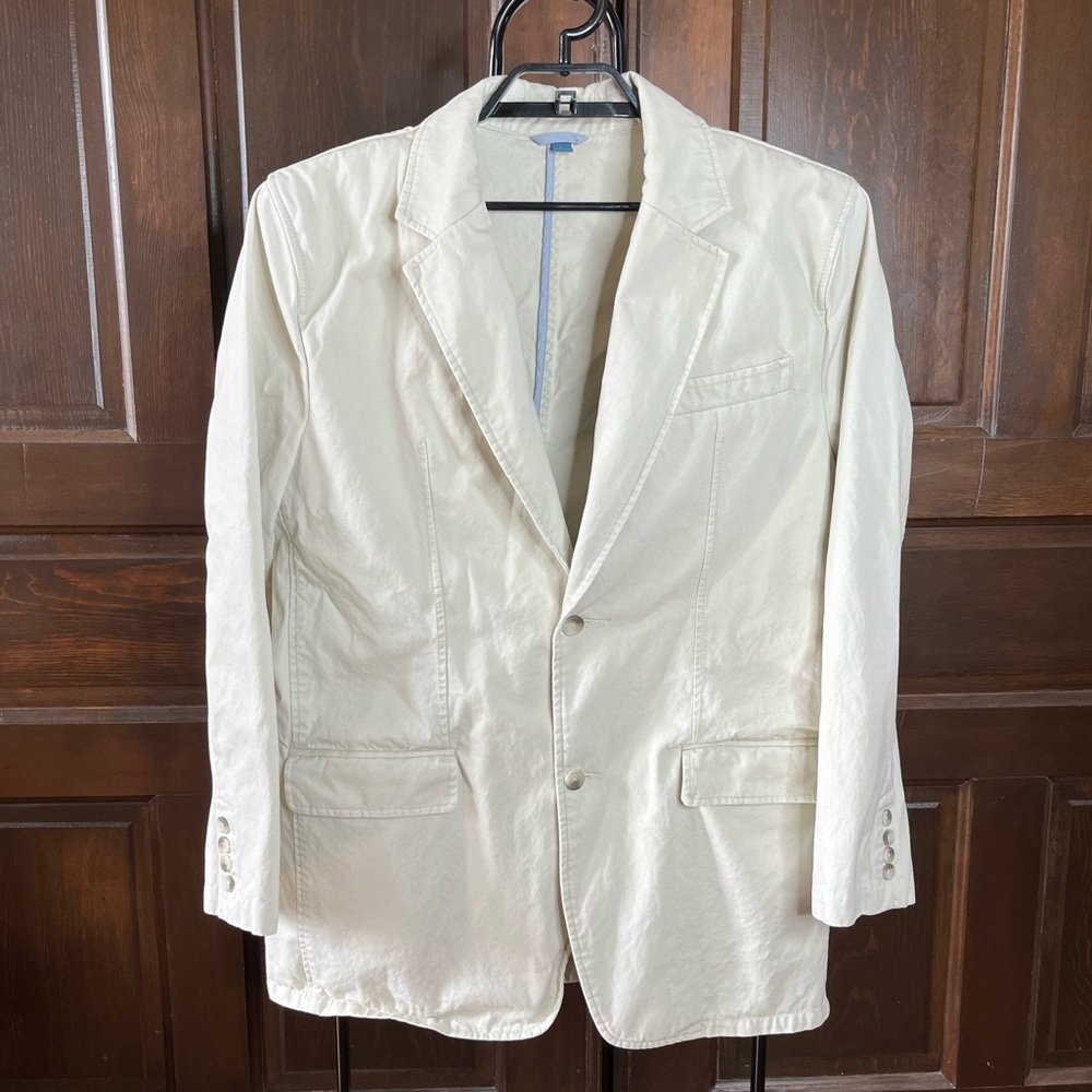 Breakwater Men's Summer Jacket Sport Coat Blazer Beige Cotton Twill 2Btn Size L